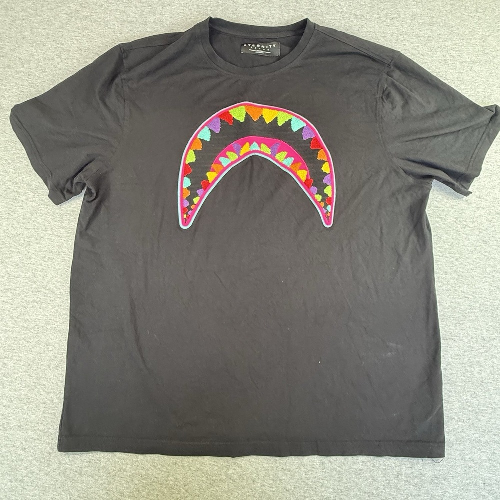 ETERNITY BC/AD BAPE Shark Mouth Embroidered T-Shirt Black 2XL Slim Fit